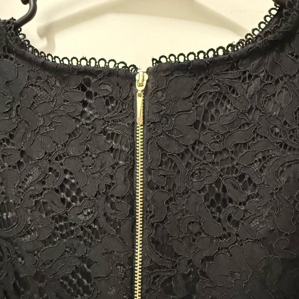 White House Black Market Tailored Lined Black Lace Sleeveless Top with Back Zip - Picture 5 of 6